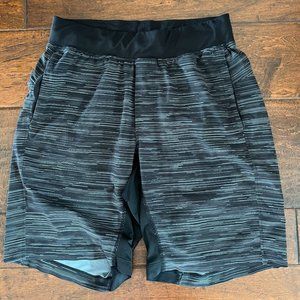 Lululemon Black and Great Striped Athletic Shorts Size Medium